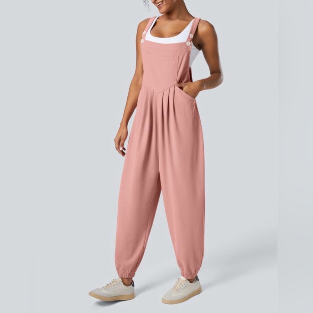 HALARA Dusky Pink Relaxed Overalls Jumpsuit